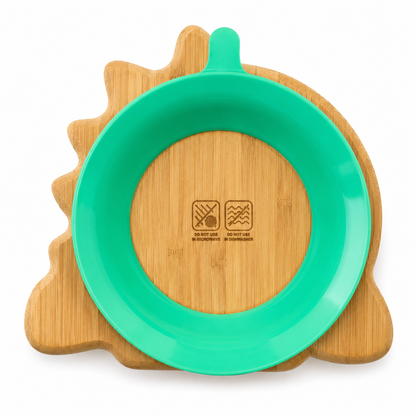 Plato de Bamboo Dinosaurio